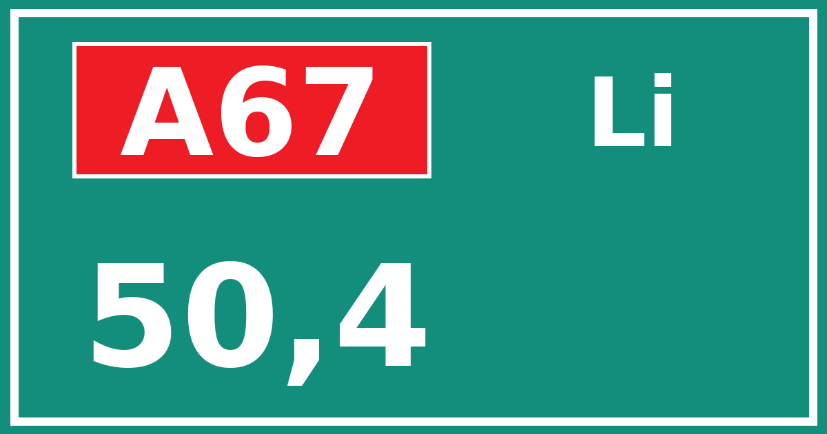 Hectometerbord A67 50,4 zijde Li