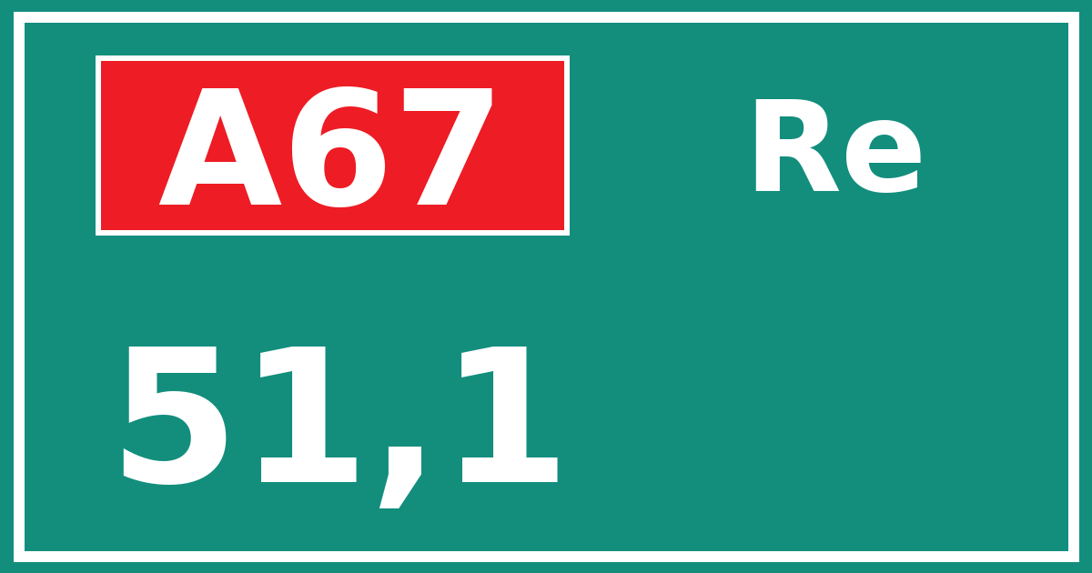 Hectometerbord A67 51,1 zijde Re