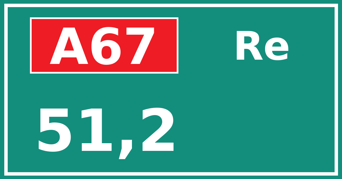 Hectometerbord A67 51,2 zijde Re