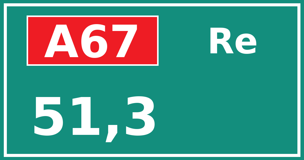Hectometerbord A67 51,3 zijde Re