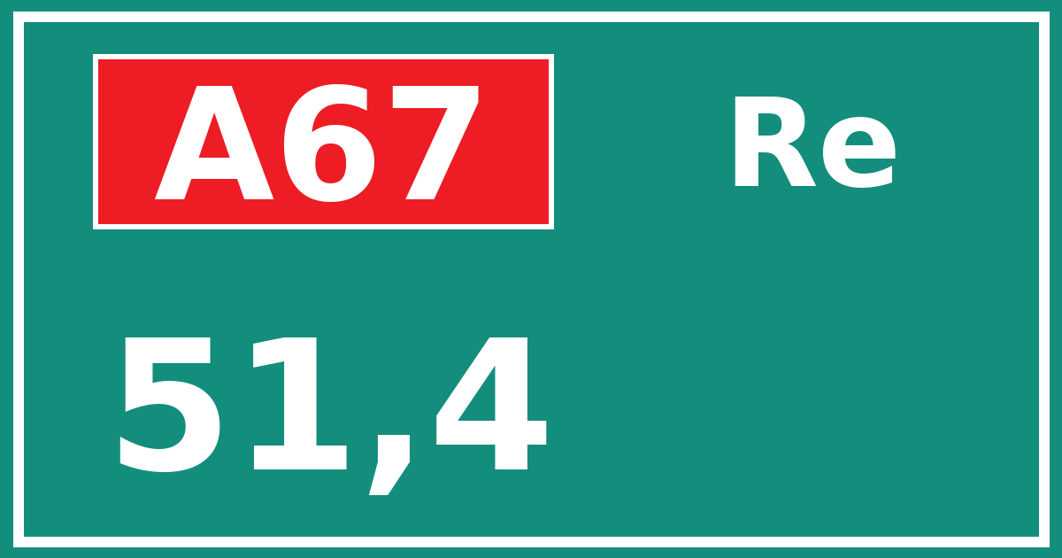 Hectometerbord A67 51,4 zijde Re