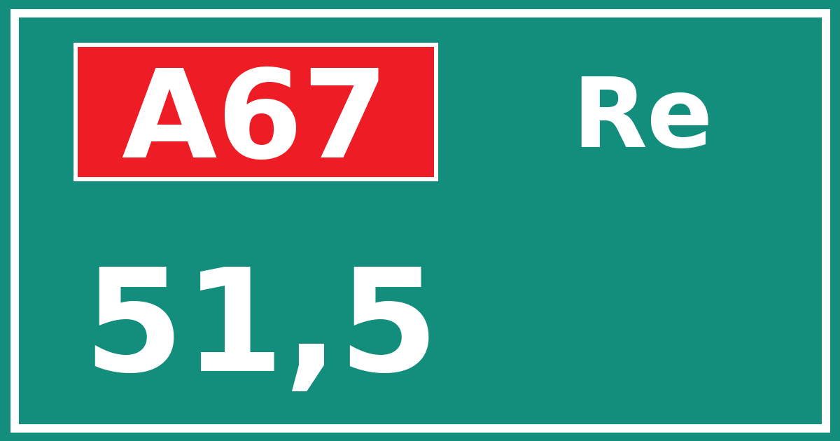 Hectometerbord A67 51,5 zijde Re