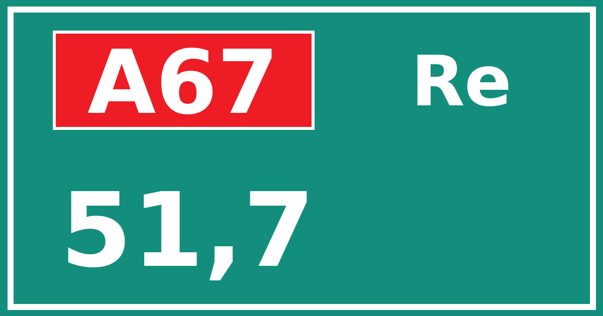 Hectometerbord A67 51,7 zijde Re