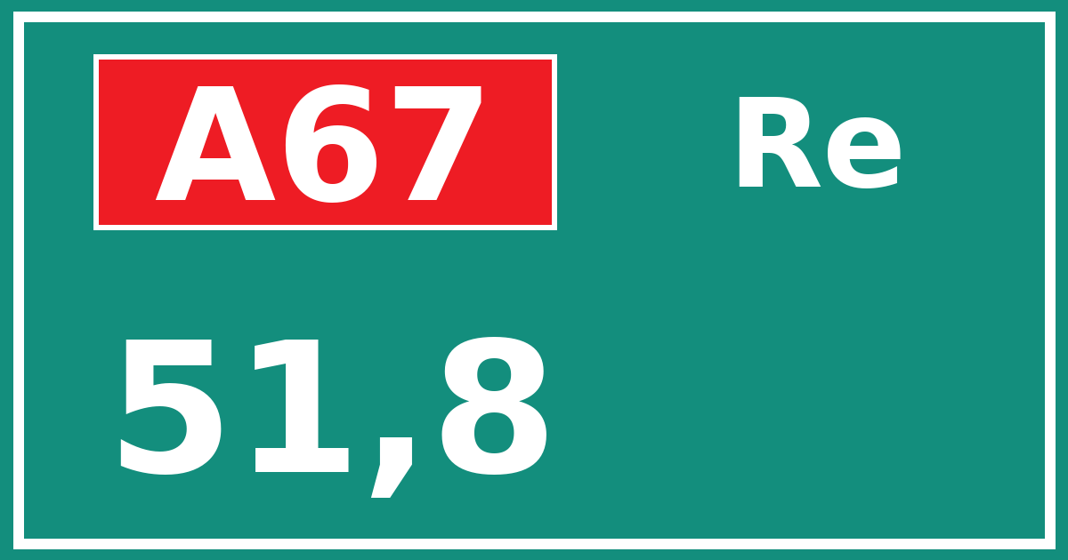 Hectometerbord A67 51,8 zijde Re