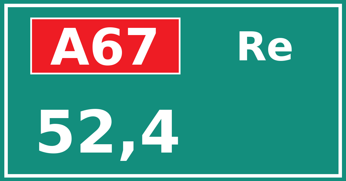 Hectometerbord A67 52,4 zijde Re