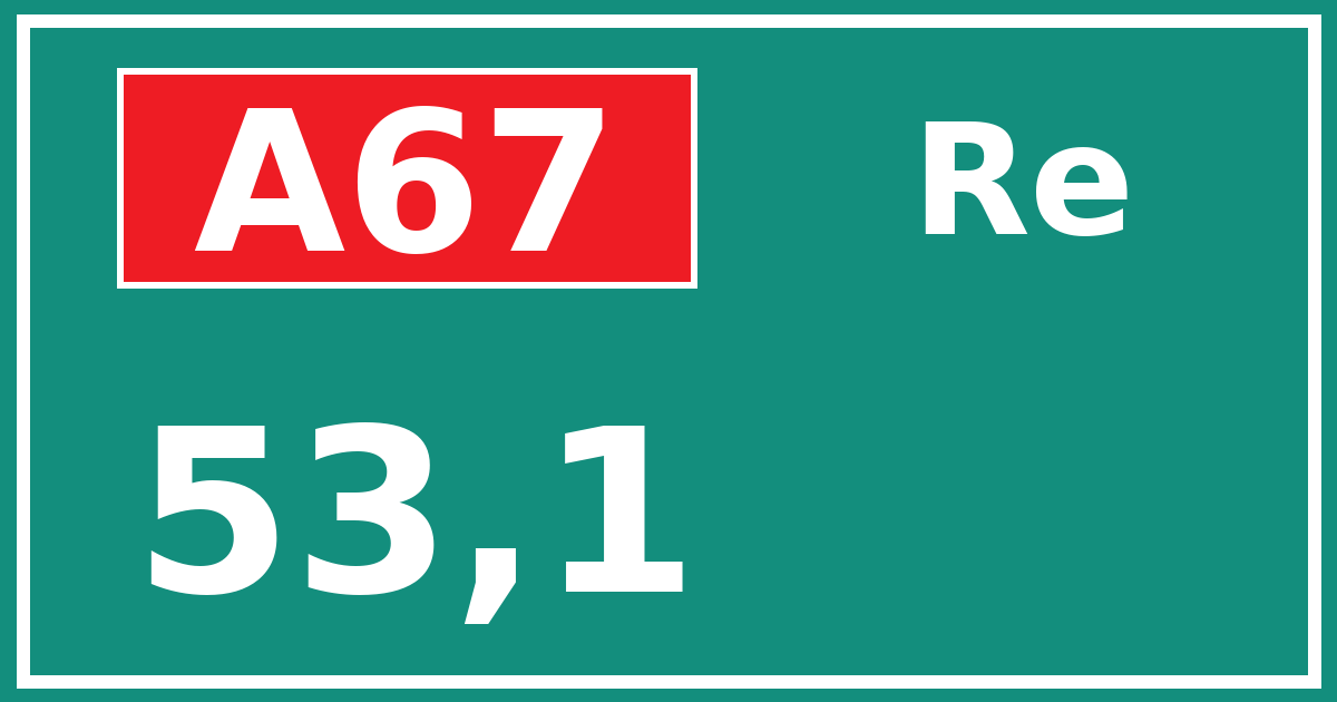 Hectometerbord A67 53,1 zijde Re