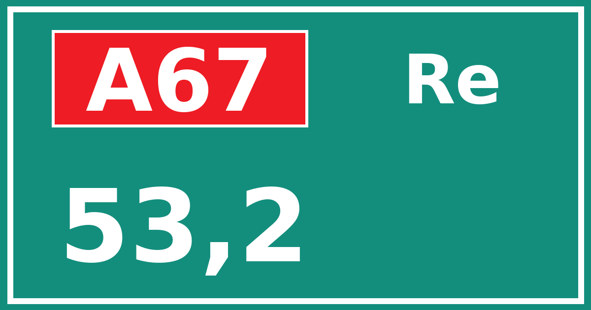 Hectometerbord A67 53,2 zijde Re