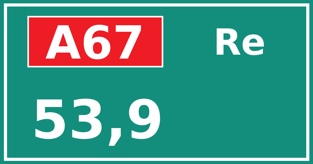 Hectometerbord A67 53,9 zijde Re