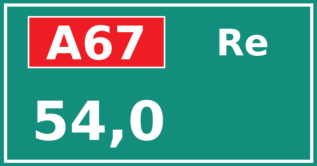 Hectometerbord A67 54,0 zijde Re