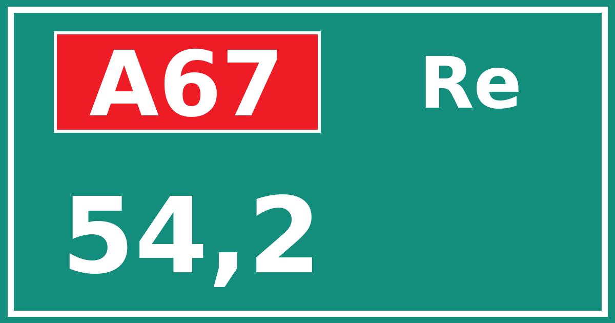Hectometerbord A67 54,2 zijde Re