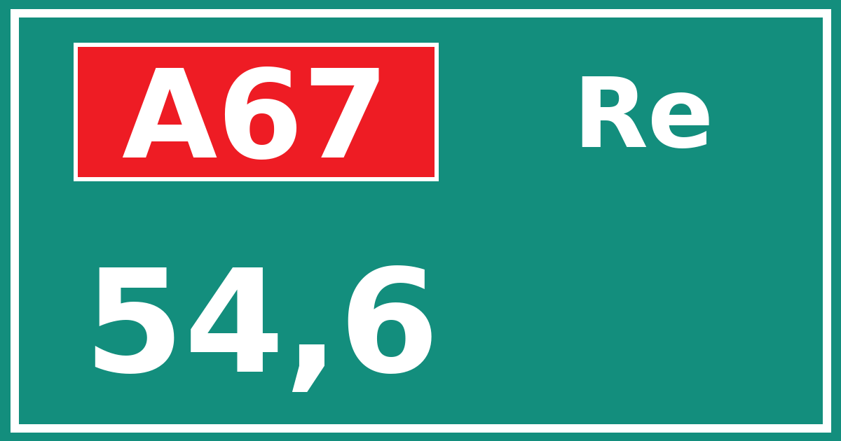 Hectometerbord A67 54,6 zijde Re