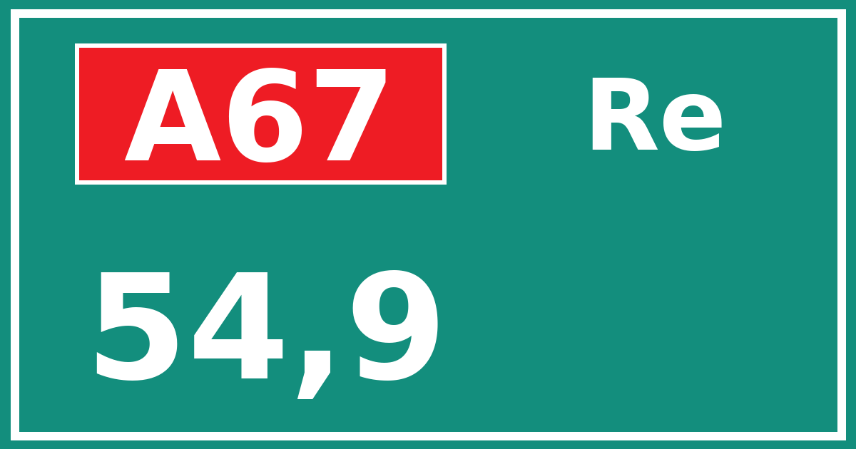 Hectometerbord A67 54,9 zijde Re