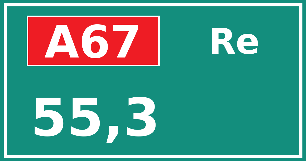Hectometerbord A67 55,3 zijde Re