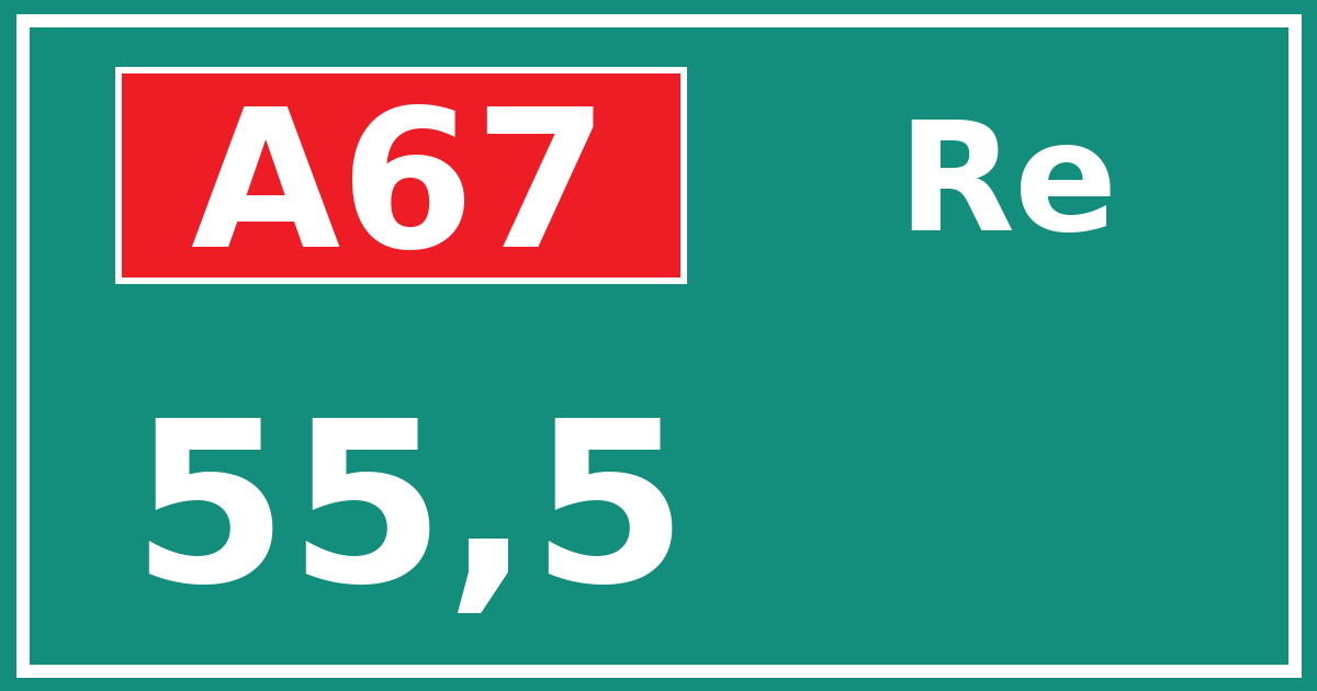 Hectometerbord A67 55,5 zijde Re