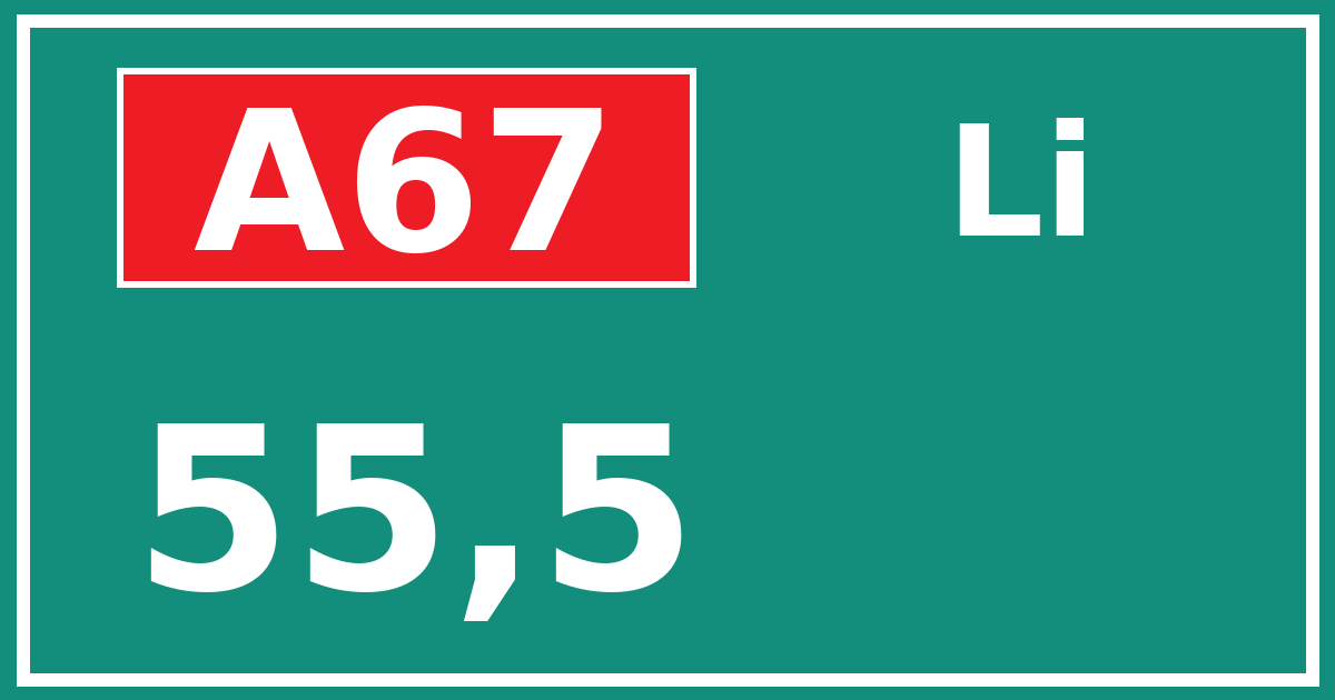 Hectometerbord A67 55,5 zijde Li