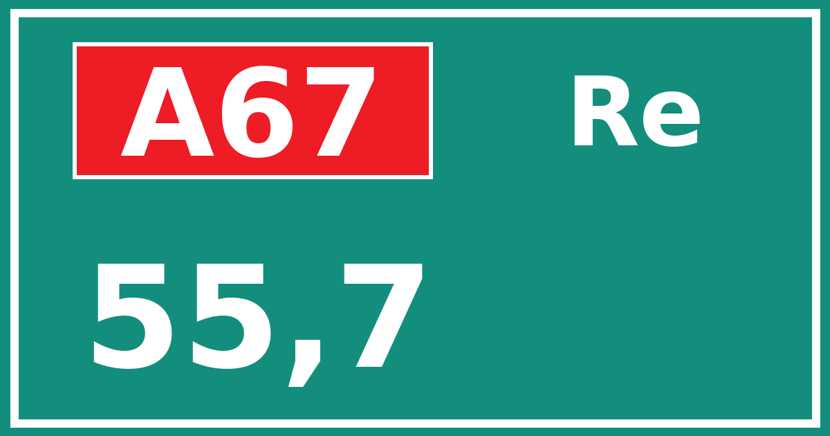 Hectometerbord A67 55,7 zijde Re