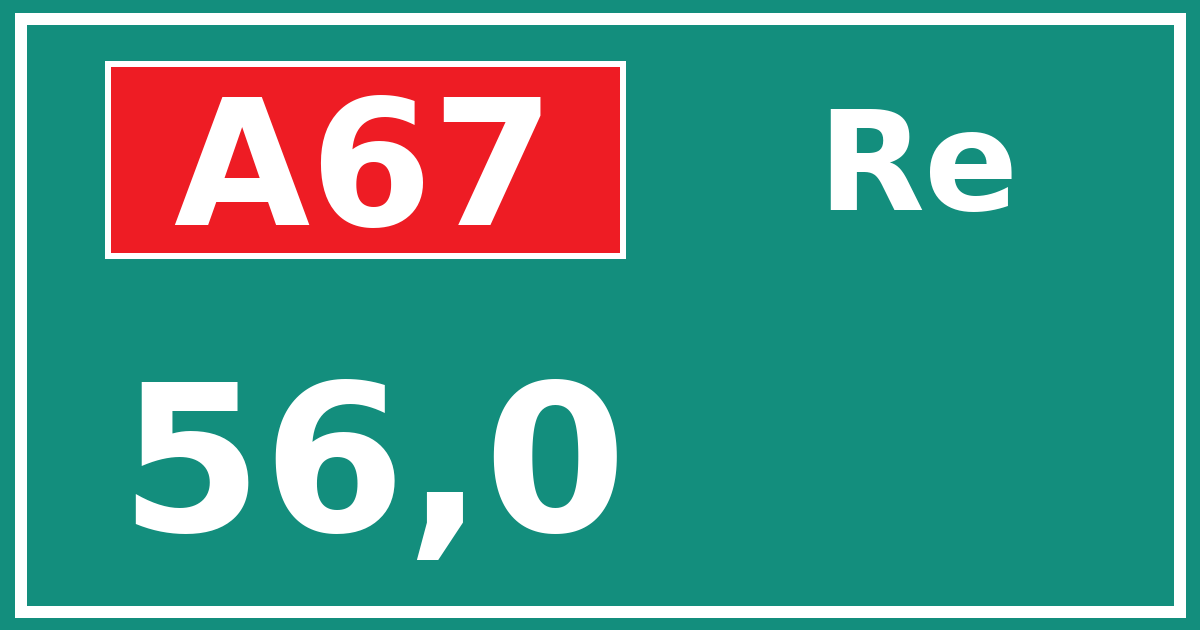 Hectometerbord A67 56,0 zijde Re