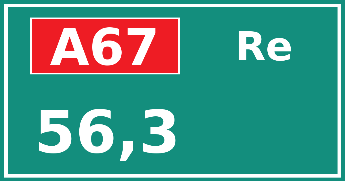 Hectometerbord A67 56,3 zijde Re