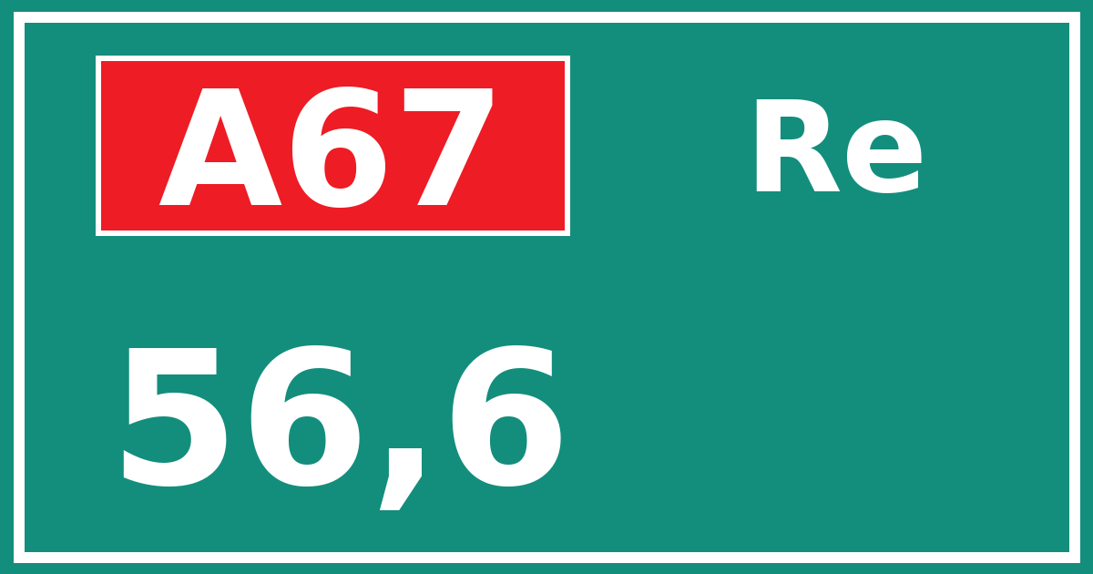 Hectometerbord A67 56,6 zijde Re