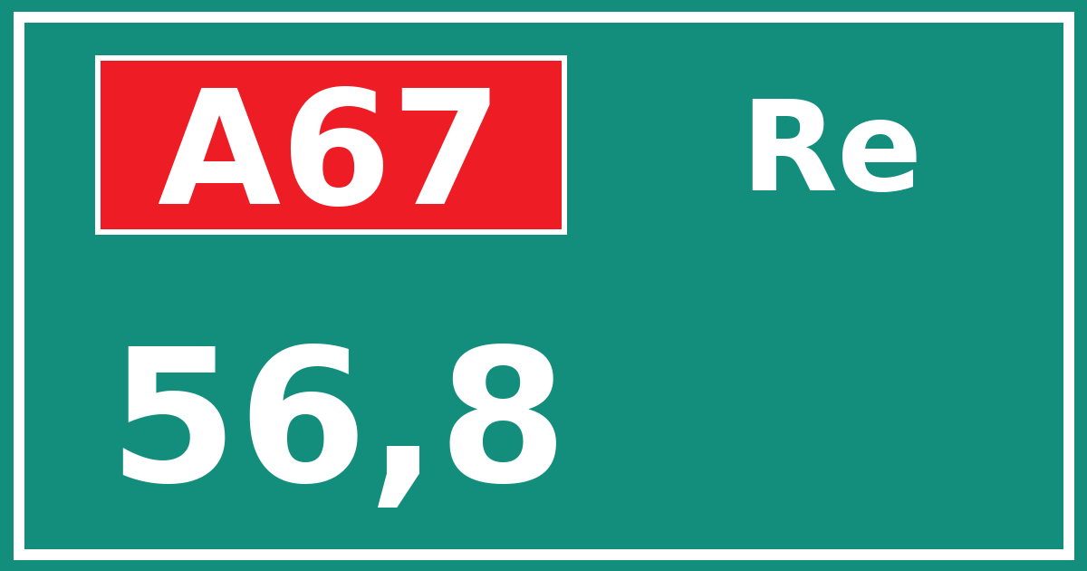 Hectometerbord A67 56,8 zijde Re
