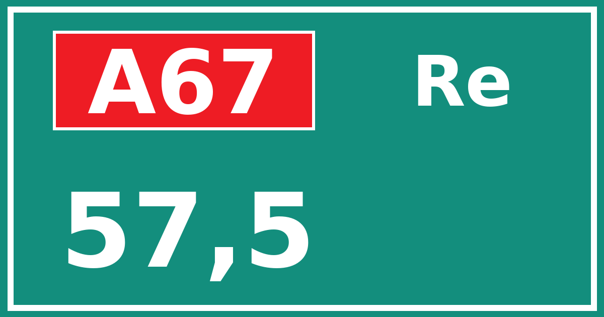 Hectometerbord A67 57,5 zijde Re