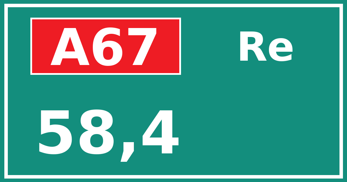 Hectometerbord A67 58,4 zijde Re