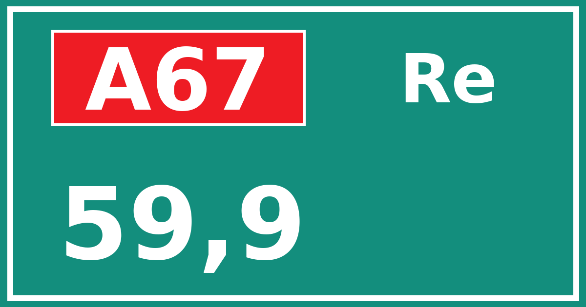 Hectometerbord A67 59,9 zijde Re