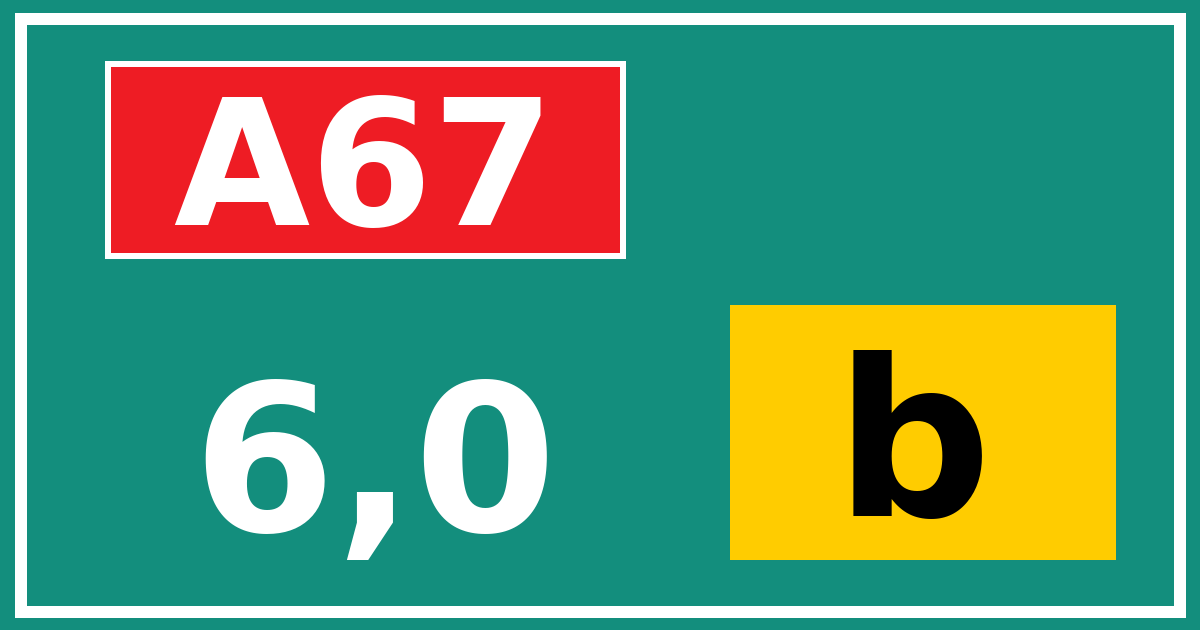 Hectometerbord A67 6,0 letter b