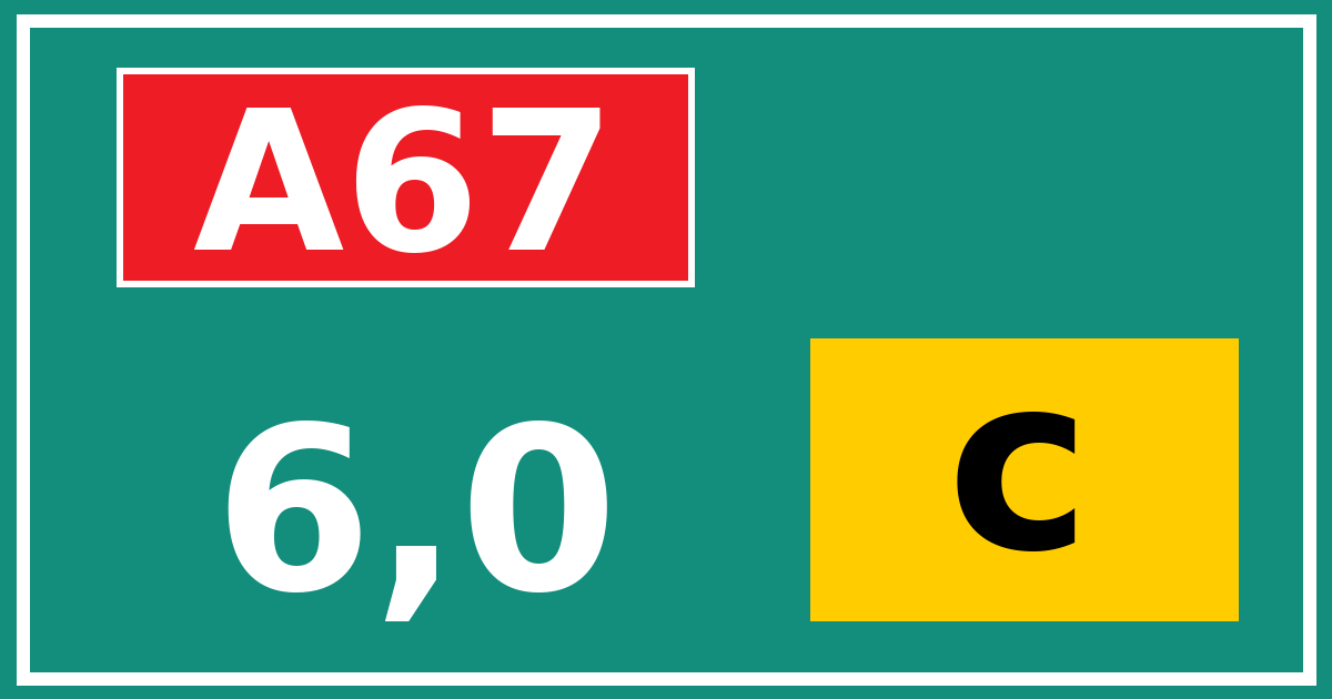Hectometerbord A67 6,0 letter c