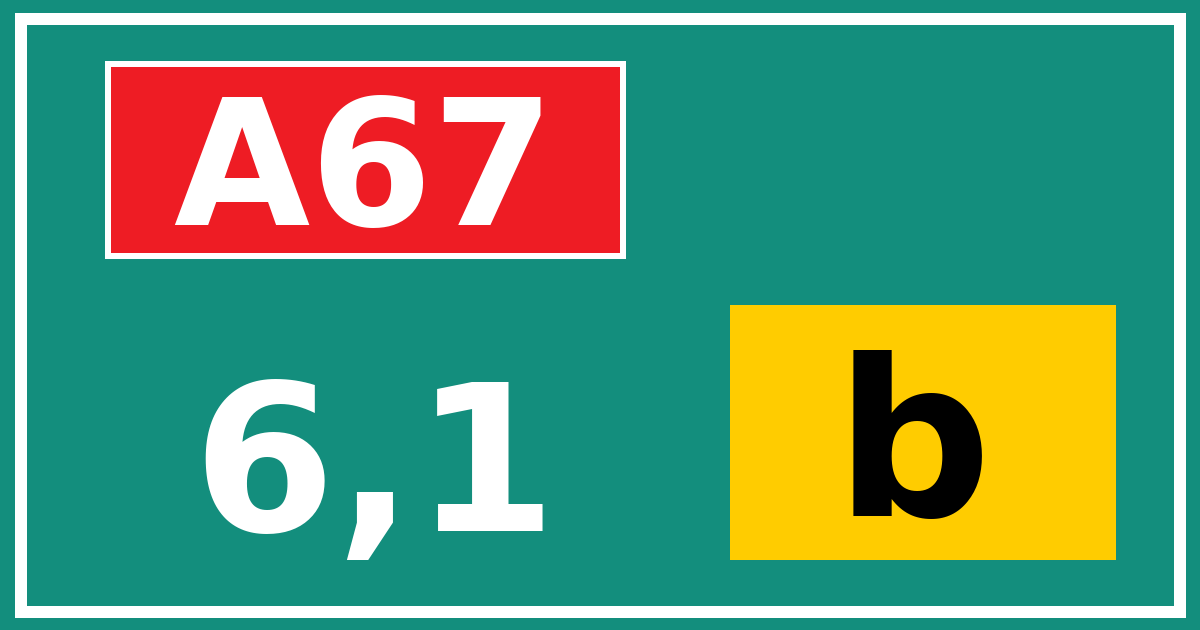 Hectometerbord A67 6,1 letter b