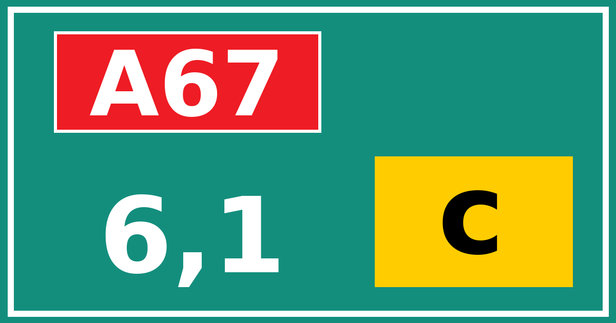 Hectometerbord A67 6,1 letter c