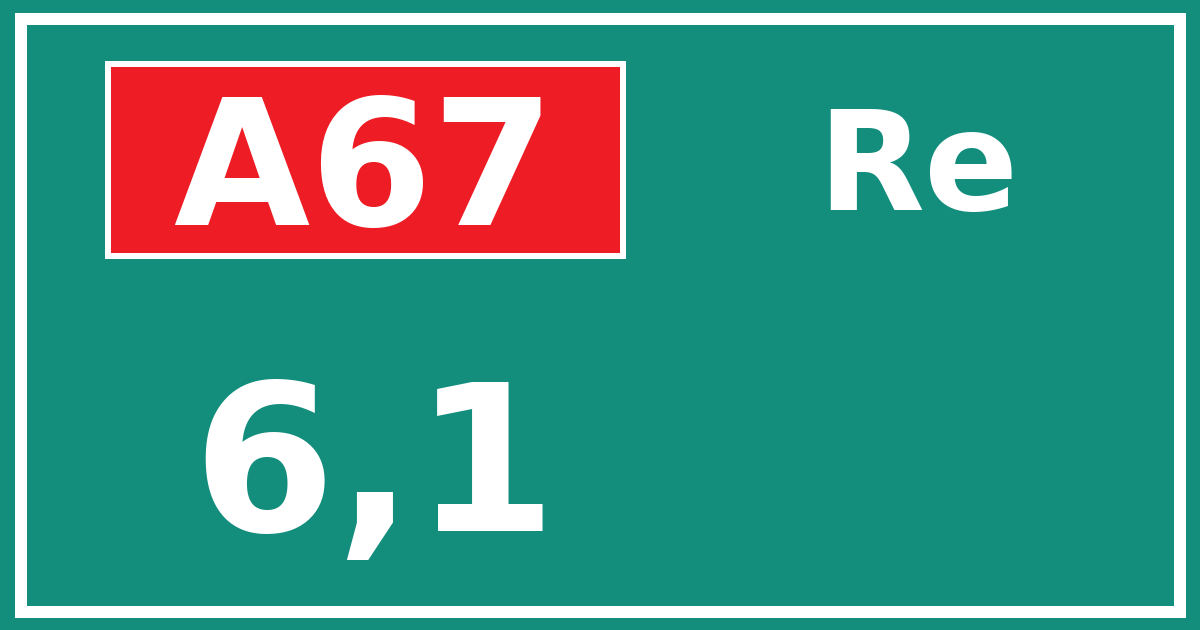 Hectometerbord A67 6,1 zijde Re