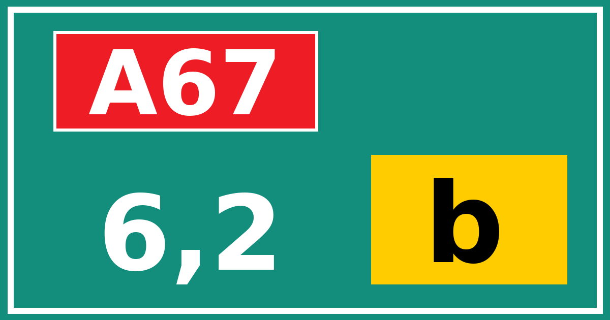 Hectometerbord A67 6,2 letter b