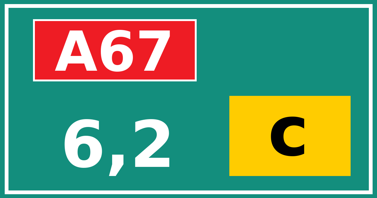 Hectometerbord A67 6,2 letter c