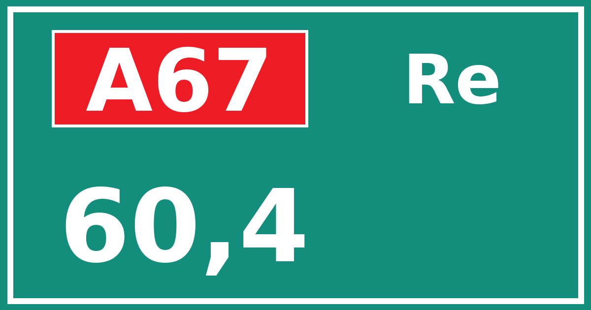 Hectometerbord A67 60,4 zijde Re
