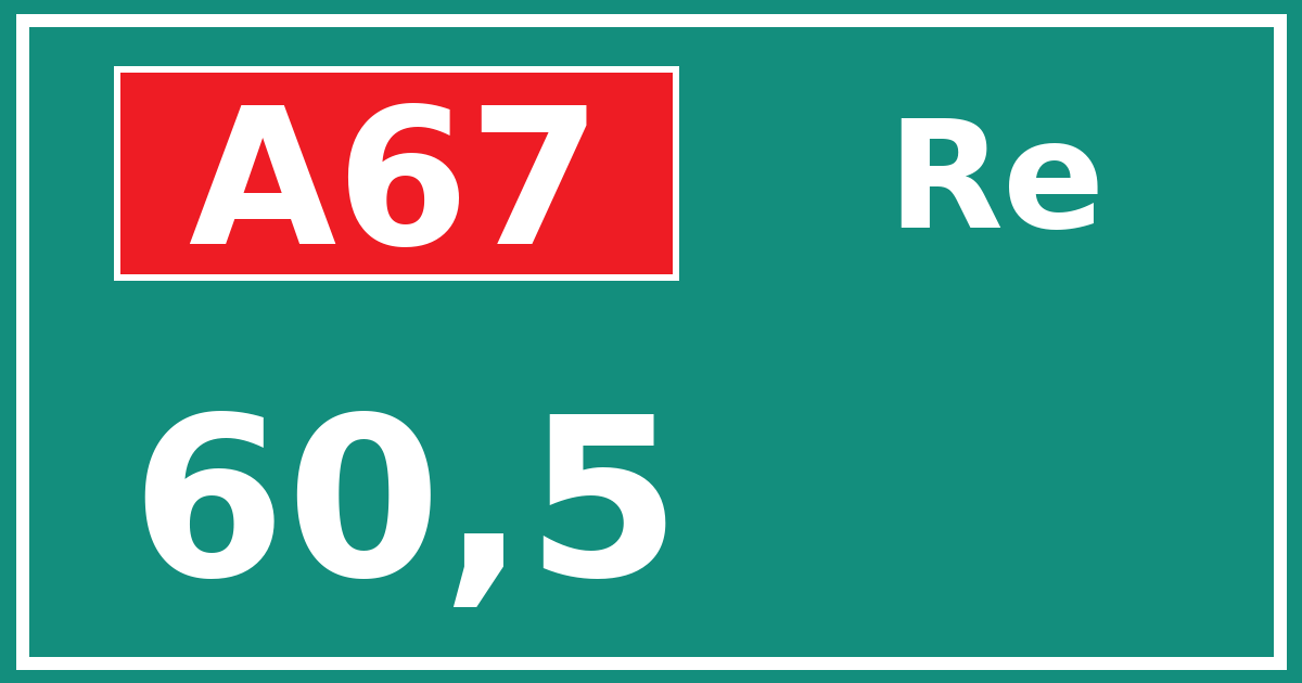 Hectometerbord A67 60,5 zijde Re