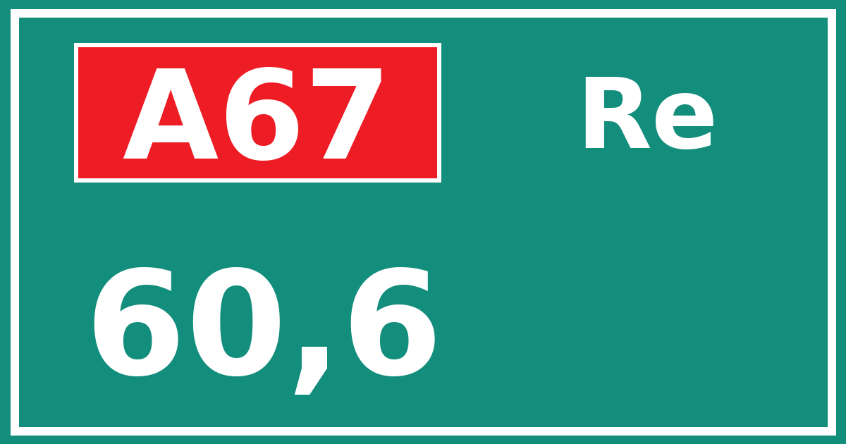 Hectometerbord A67 60,6 zijde Re