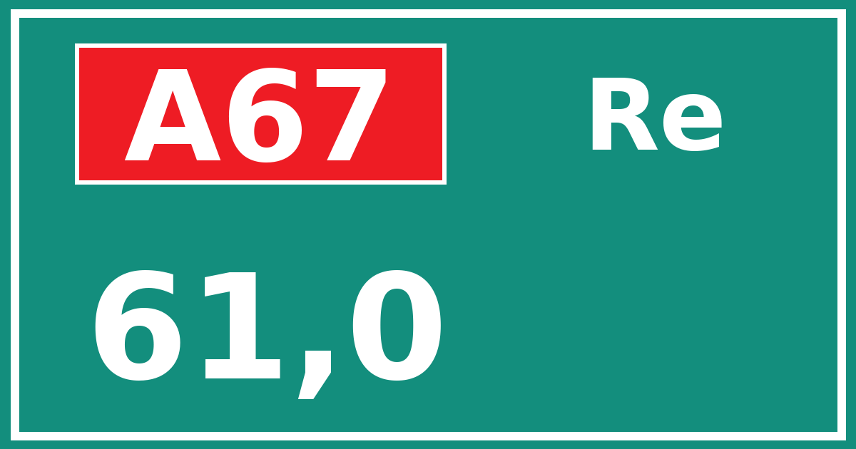 Hectometerbord A67 61,0 zijde Re