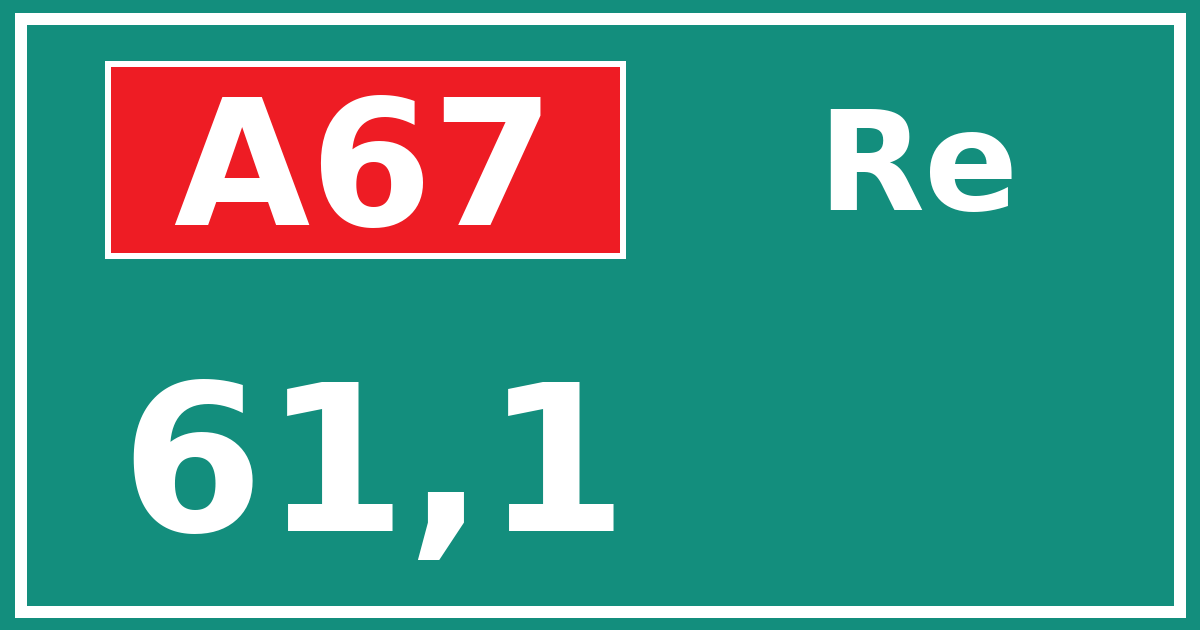 Hectometerbord A67 61,1 zijde Re