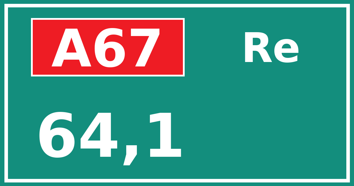 Hectometerbord A67 64,1 zijde Re