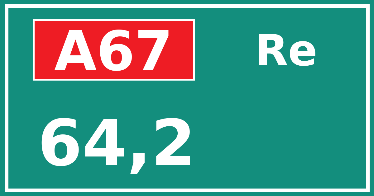 Hectometerbord A67 64,2 zijde Re