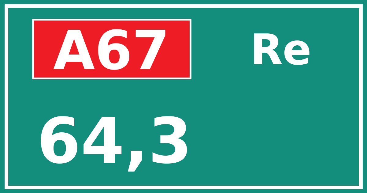 Hectometerbord A67 64,3 zijde Re