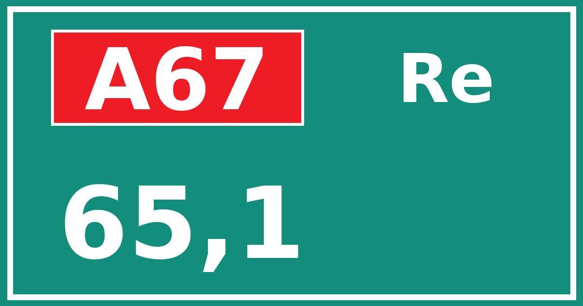 Hectometerbord A67 65,1 zijde Re