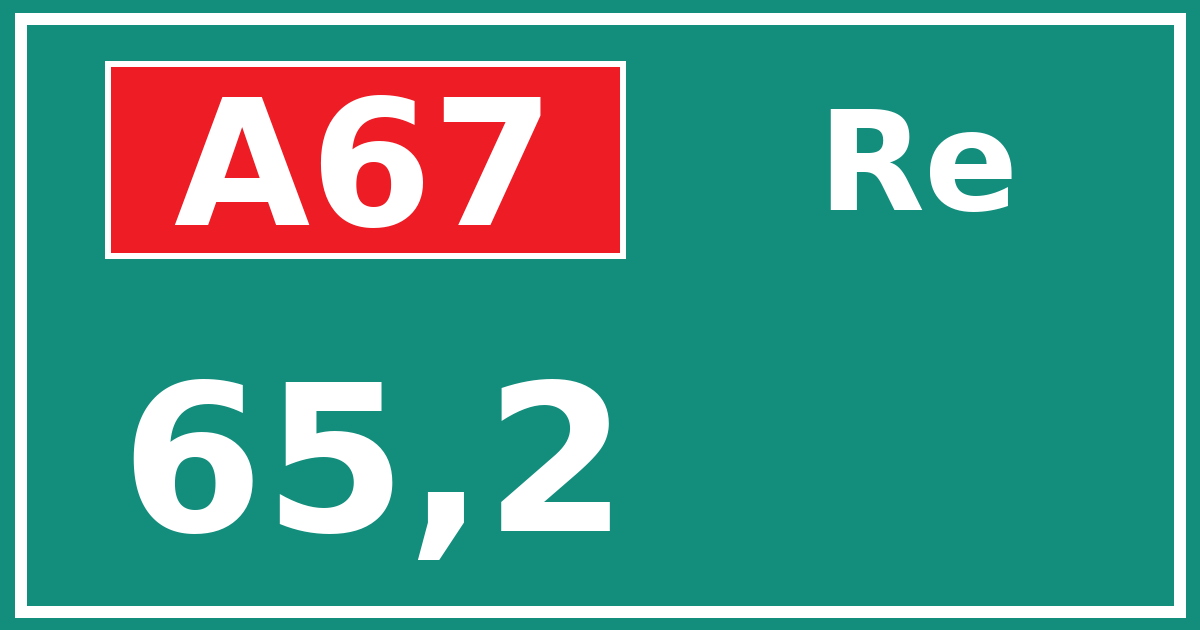 Hectometerbord A67 65,2 zijde Re