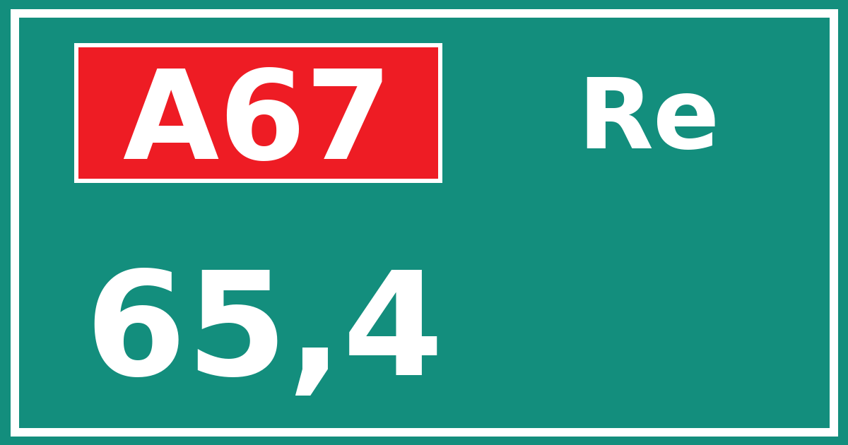 Hectometerbord A67 65,4 zijde Re