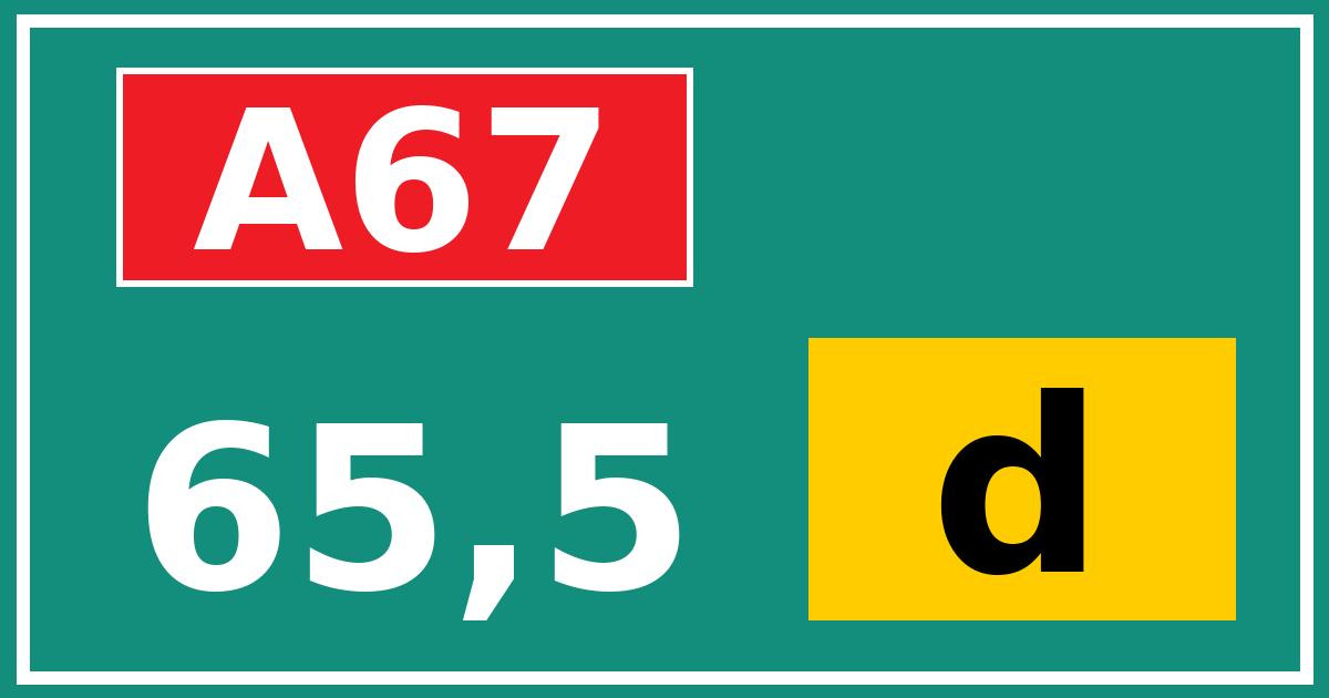Hectometerbord A67 65,5 letter d