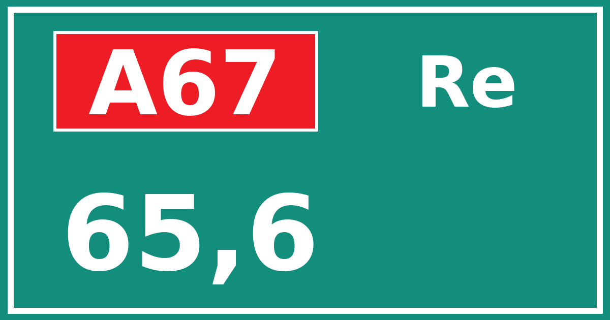 Hectometerbord A67 65,6 zijde Re