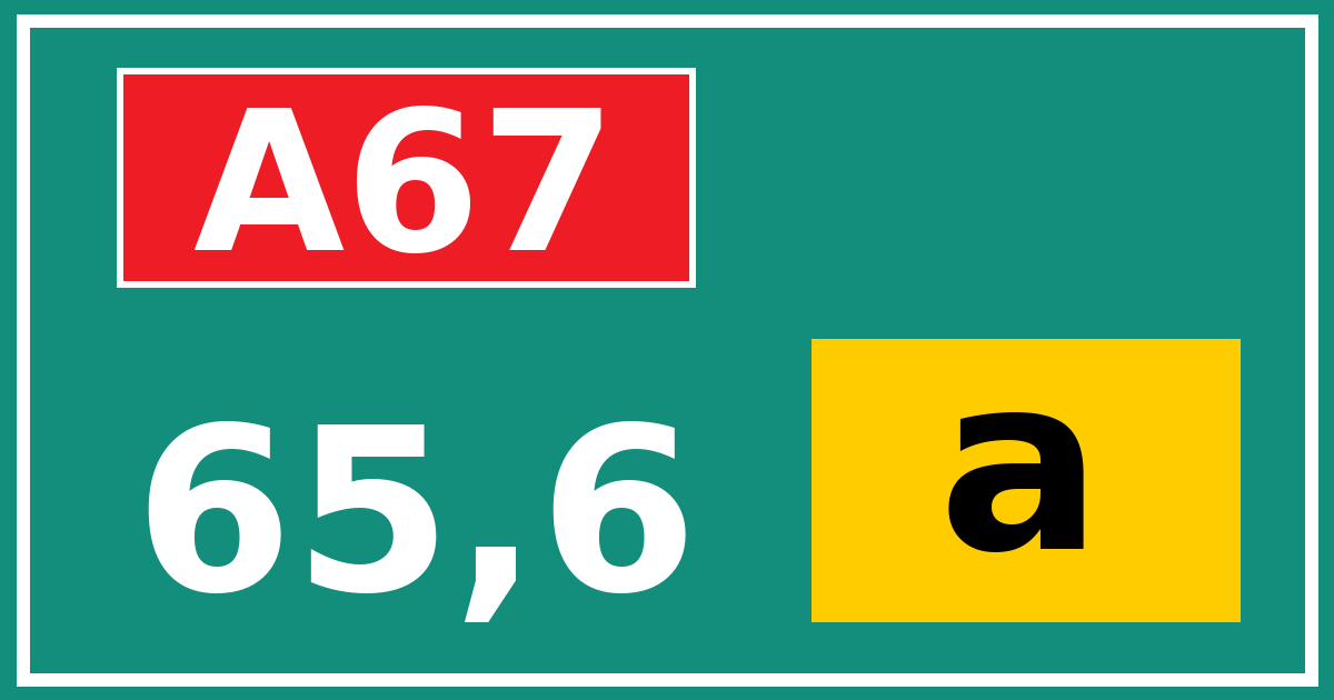 Hectometerbord A67 65,6 letter a