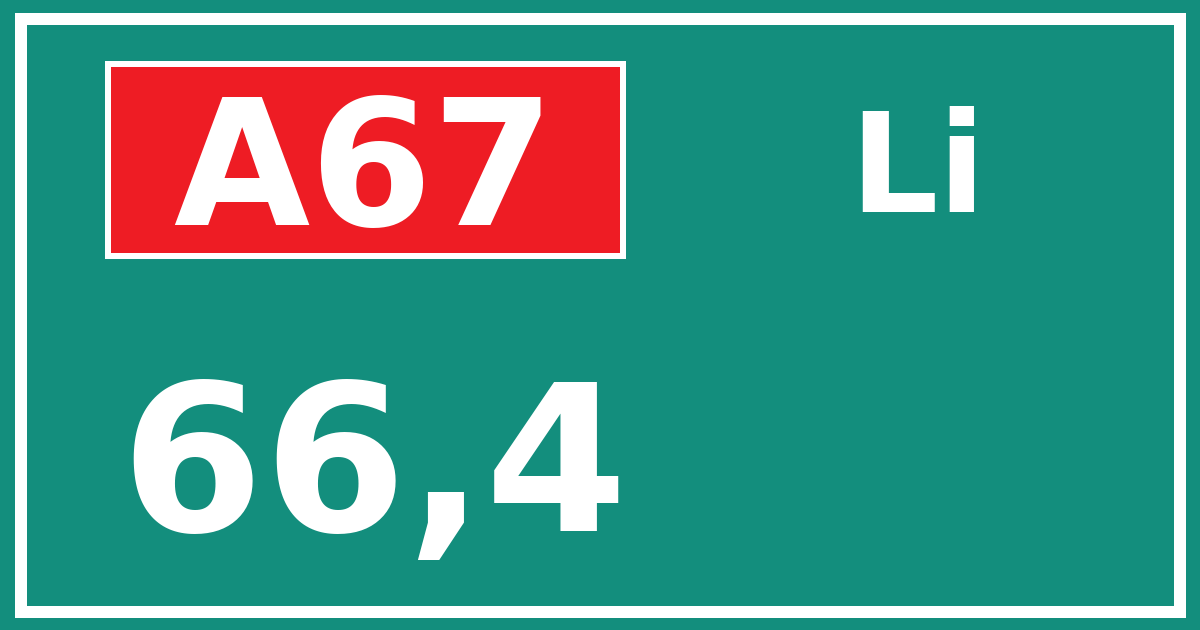 Hectometerbord A67 66,4 zijde Li