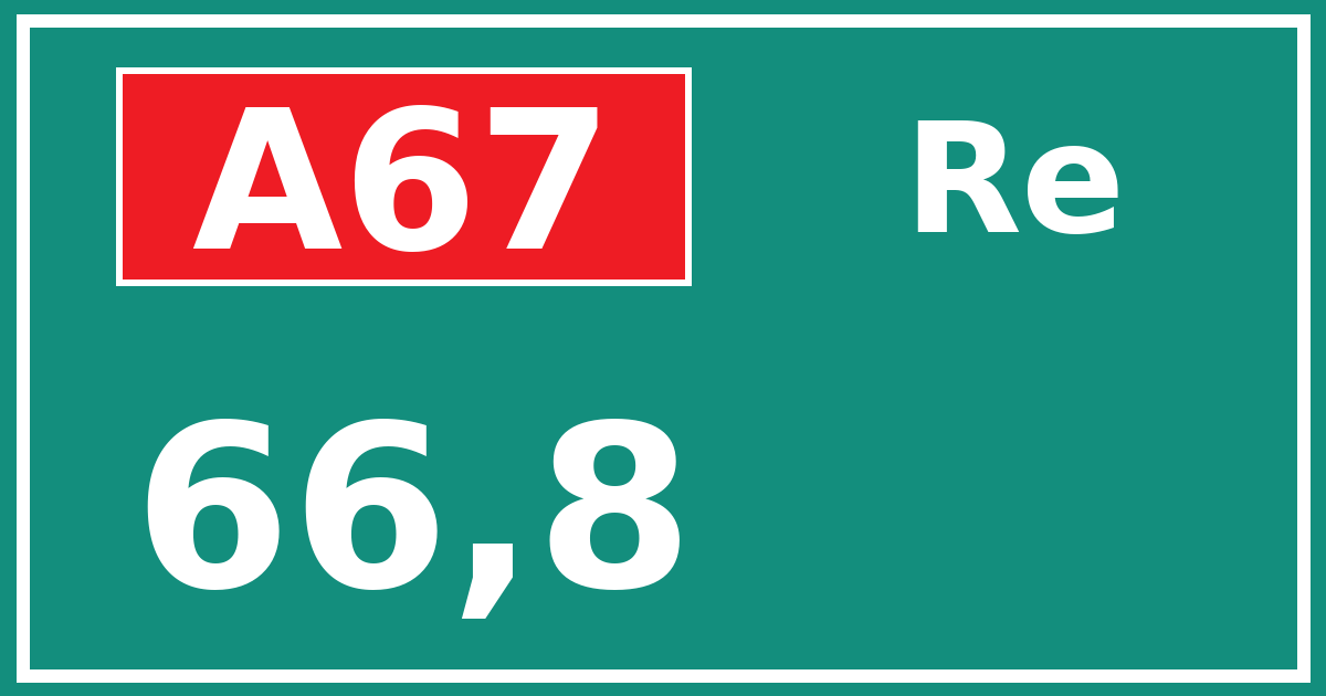 Hectometerbord A67 66,8 zijde Re